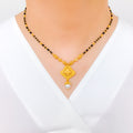 Striking Dressy Black Bead 22k Gold Necklace