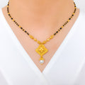 Striking Dressy Black Bead 22k Gold Necklace