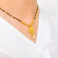 Striking Dressy Black Bead 22k Gold Necklace