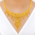 Exclusive Floral Jali 22k Gold Hanging Set