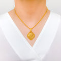 Lightweight Filigree Pendant 22k Gold Set