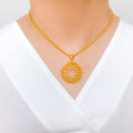 Shiny Sophisticated Wire Work Pendant 22k Gold Set