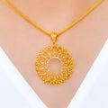 Shiny Sophisticated Wire Work Pendant 22k Gold Set