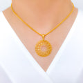 Shiny Sophisticated Wire Work Pendant 22k Gold Set