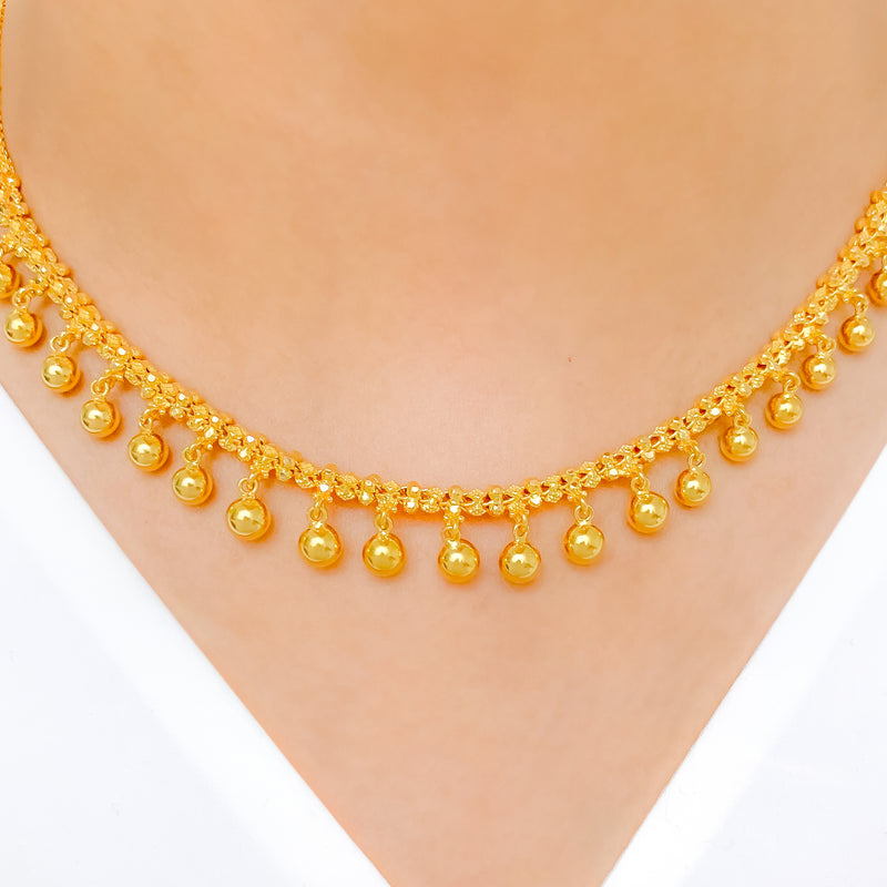 Dainty Beaded 22k Gold Set