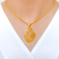 Intricate Floral Oval Pendant 22k Gold Set