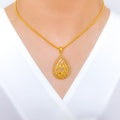 Contemporary Two-Tone Leaf Pendant 22k GoldSet