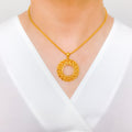 Fancy Open Wreath Pendant 22k Gold Set