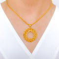 Fancy Open Wreath Pendant 22k Gold Set