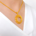 Fancy Open Wreath Pendant 22k Gold Set