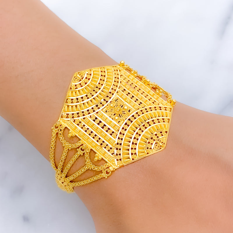 Bold Floral 22k Gold Statement Bracelet