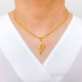 Trendy Asymmetrical Pendant 22k Gold Set