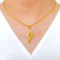 Trendy Asymmetrical Pendant 22k Gold Set