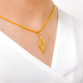 Trendy Asymmetrical Pendant 22k Gold Set