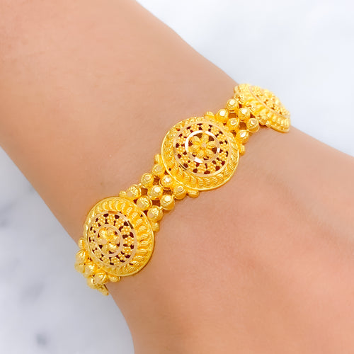 Floral Dome 22k Gold Lined Bracelet