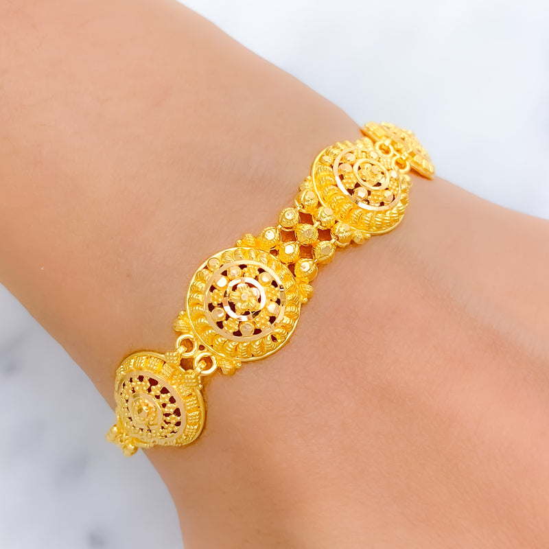 Bright Lightweight 22k Gold Beaded Bracelet