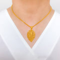 Glamorous High Finish Leaf Pendant 22k Gold Set