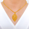 Glamorous High Finish Leaf Pendant 22k Gold Set