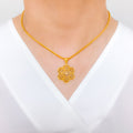 Blooming Flower Pendant 22k Gold Set