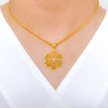 Blooming Flower Pendant 22k Gold Set