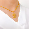 Blooming Flower Pendant 22k Gold Set