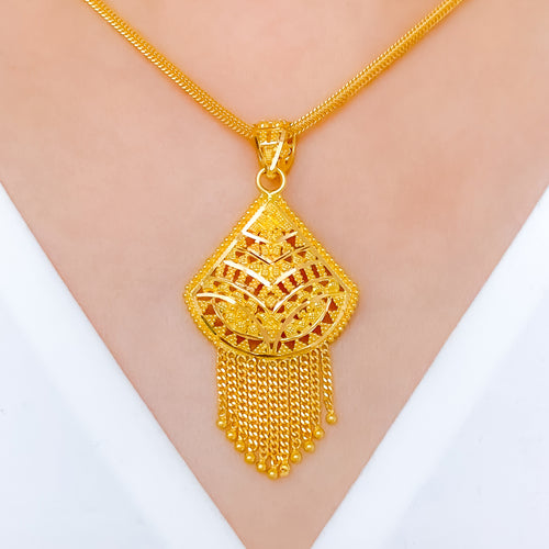 Elegant Hanging Bead Pendant 22k Gold Set