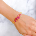 Traditional Floral Ruby Bangle Bracelet