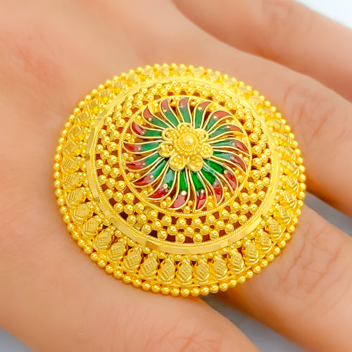 22k-gold-colorful-enamel-flower-statement-ring