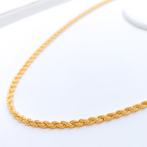 22k Gold Classic Hollow Rope Chain - 19.5"