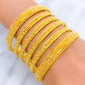 Traditional High Finish Floral 22k Gold Bangles