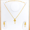 Shiny Symmetrical Drop Necklace 22k Gold  Set