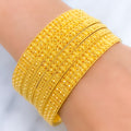 Graceful Upscale Flower 22k Gold Bangles