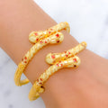 Elegant White 22k Gold Meenakari Bangles