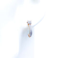 Dainty J Shaped 18K Rose Gold Diamond Earrings