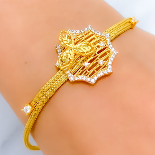 Ritzy Leaf Accented CZ Bracelet