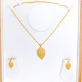 Glamorous High Finish Leaf Pendant 22k Gold Set