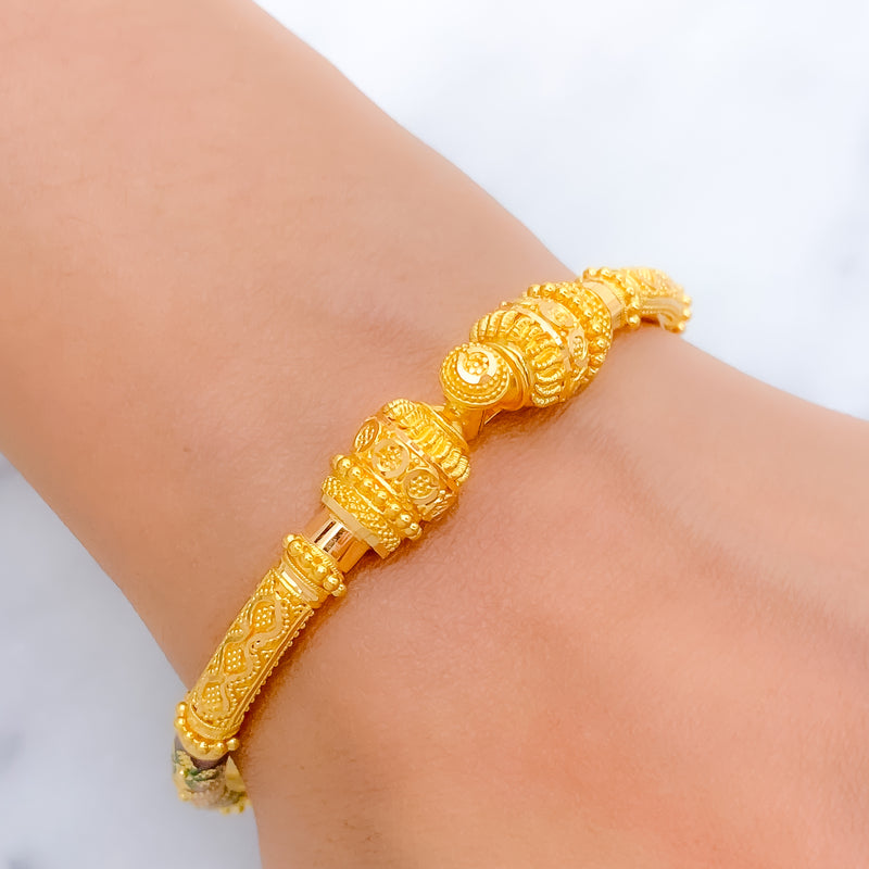 Beaded Pipe 22k Gold Bangle