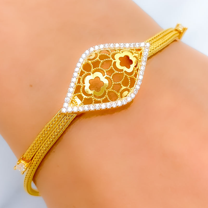 Graceful Floral CZ 22k Gold Bracelet