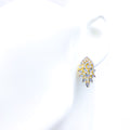 Unique Leaf Accented 18K Gold Diamond Earrings 