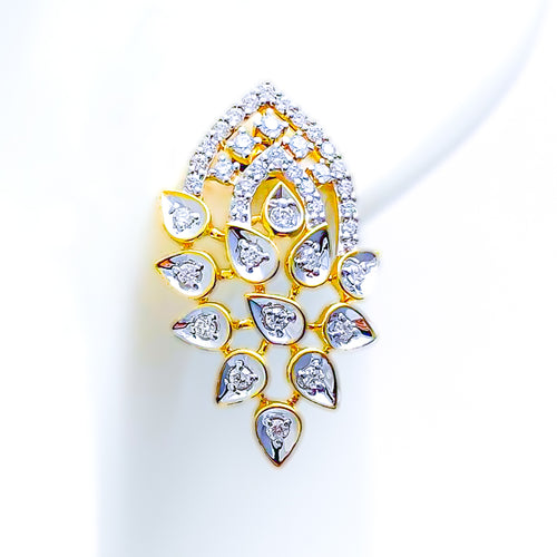 Unique Leaf Accented 18K Gold Diamond Earrings 