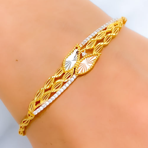 Chic Two-Tone Leaf Bracelet