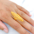 Medium Glossy 22k Gold Long Ring