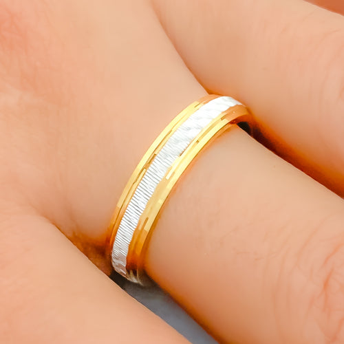 Mod White Gold Accented 22k Gold Band