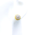 Elegant Floral 18K Gold Diamond Earrings 