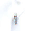 Elongated Striped 18K Gold Diamond Earrings 