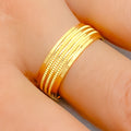 Geometric Striped Gold Band