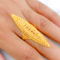 Sleek Slender 22k Gold Elongated Ring