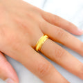 Stylish Dressy Striped 22k Gold Band