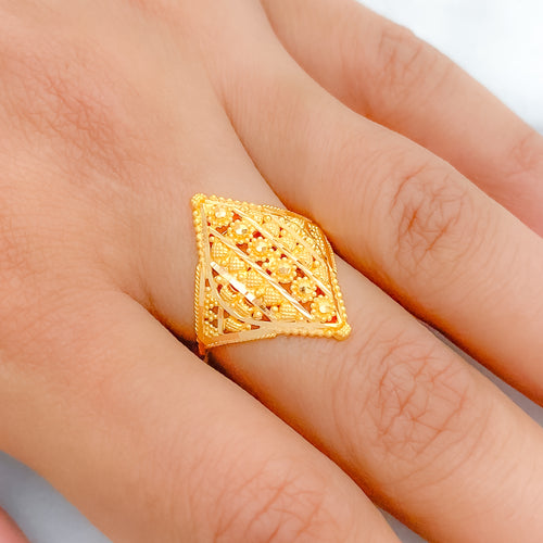 Classic Diamond 22k Gold Shaped Ring