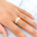 Chic Wavy Two-Tone 22k Gold Band